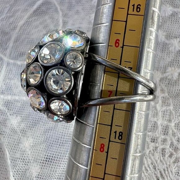 Vintage Fossil Rhinestone Disco Ball Cocktail Ring 7 - Picture 6 of 9